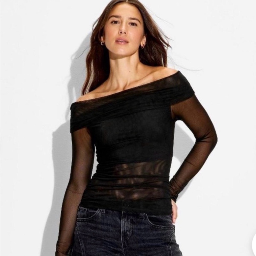 Wild Fable Black Sheer Top
